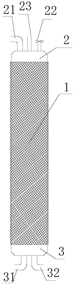 A columnar external pressure ultrafiltration membrane module