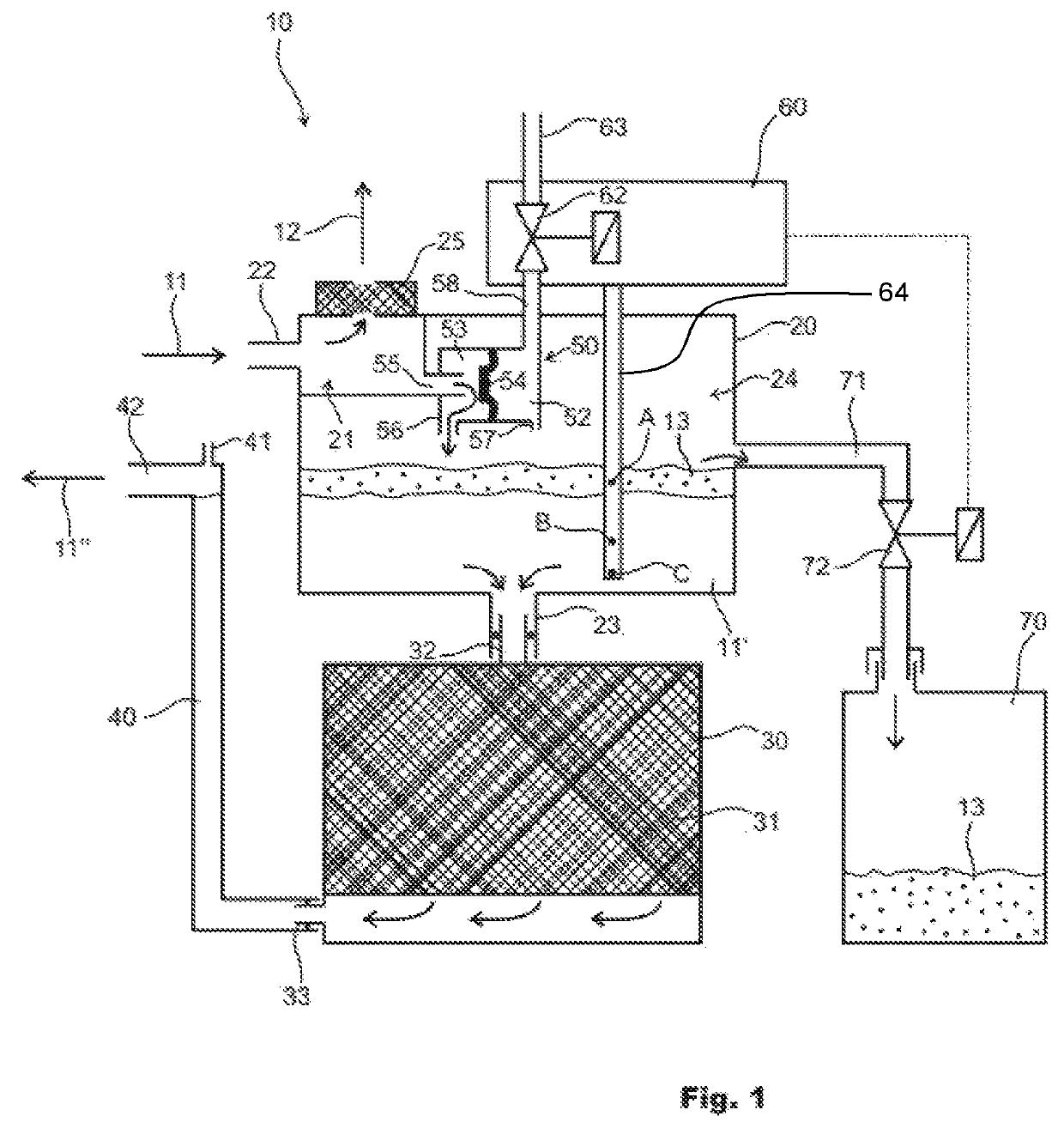 Oil/water separator with compressed air charging