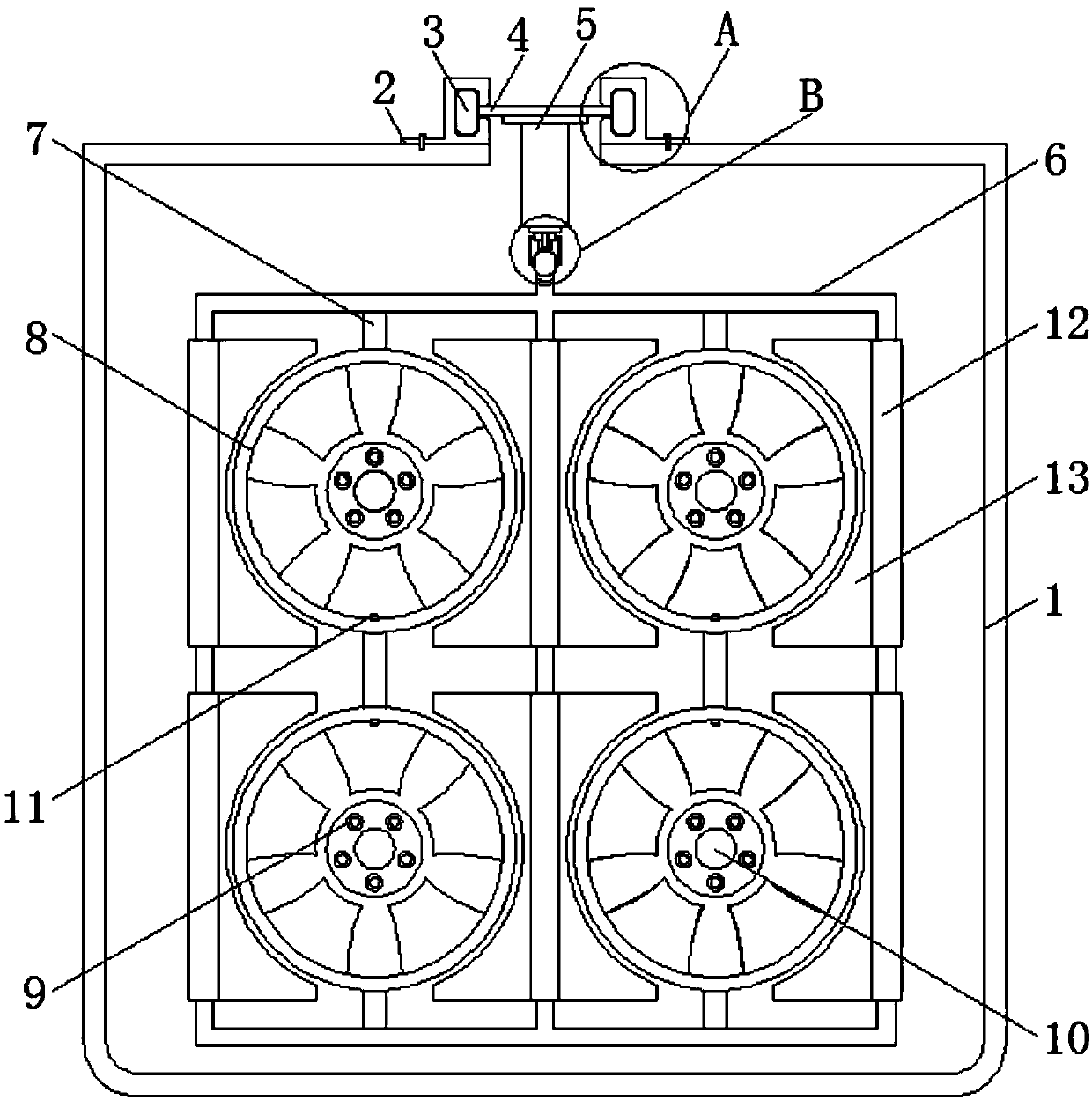 Aluminum alloy hub heat treatment device capable of effectively improving yield of hubs