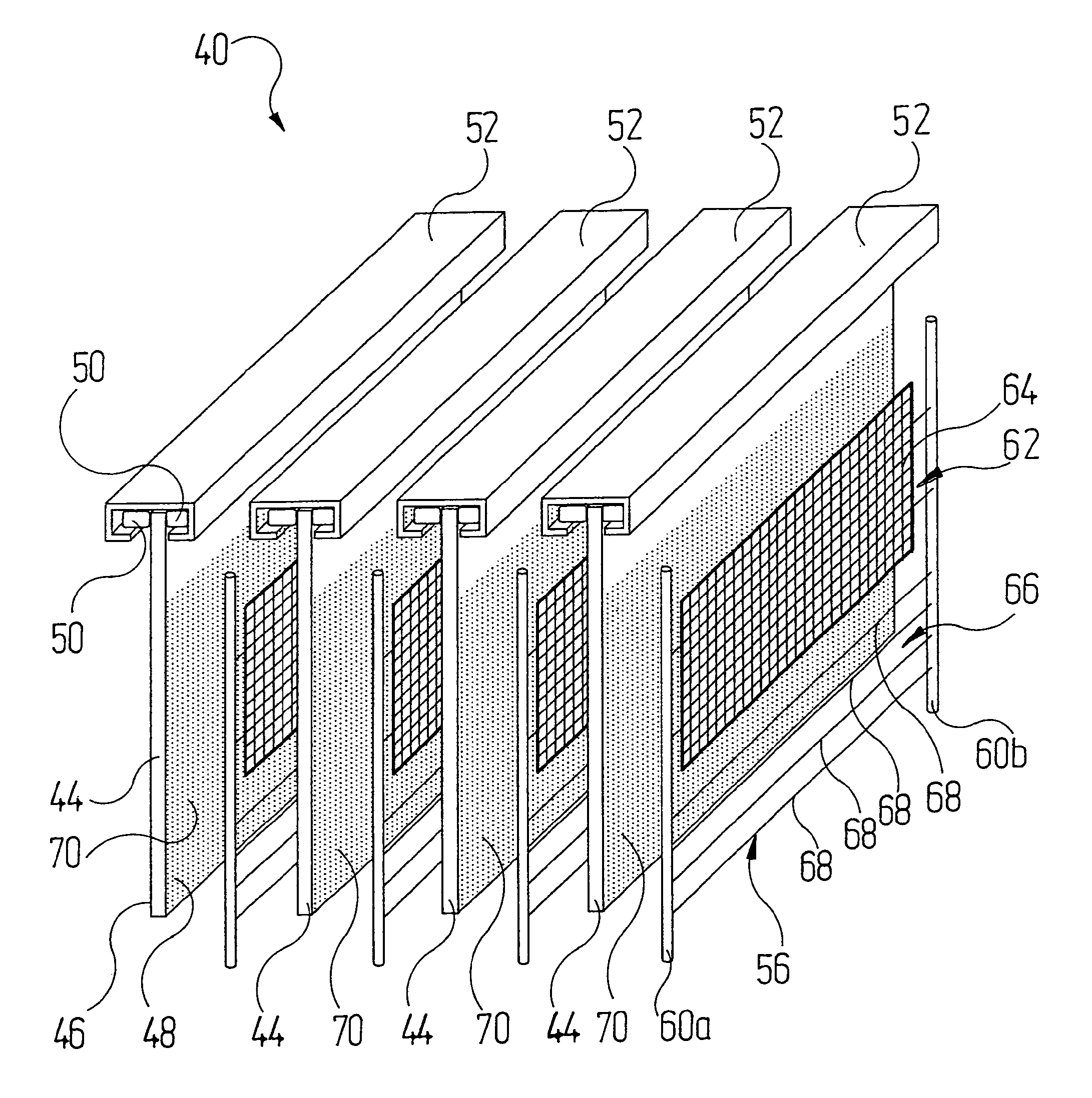 Method and device for electrostatically separating overspray with an absorption agent