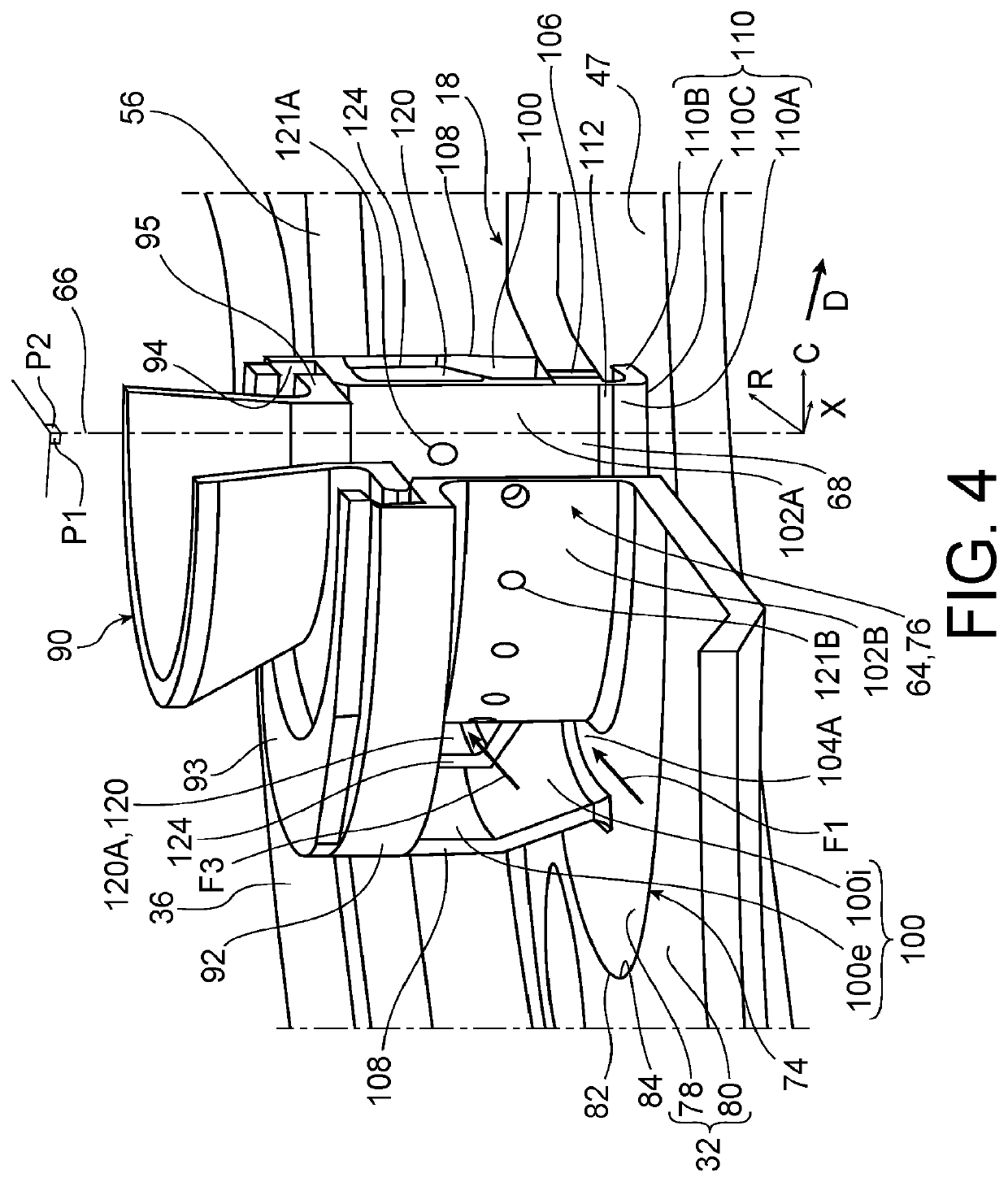 Combustion chamber comprising means for cooling an annular casing zone downstream of a chimney