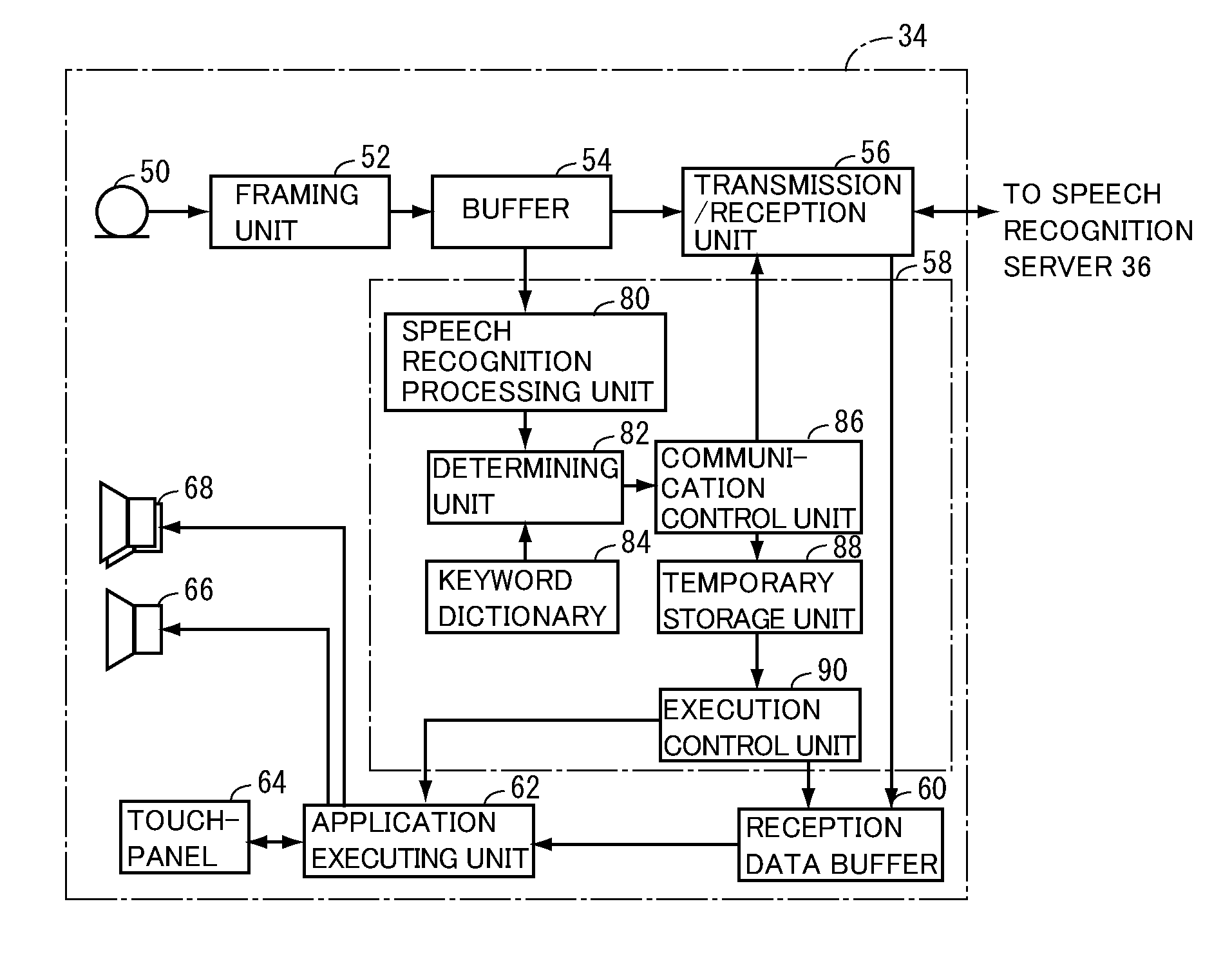 Speech recognition client apparatus performing local speech recognition