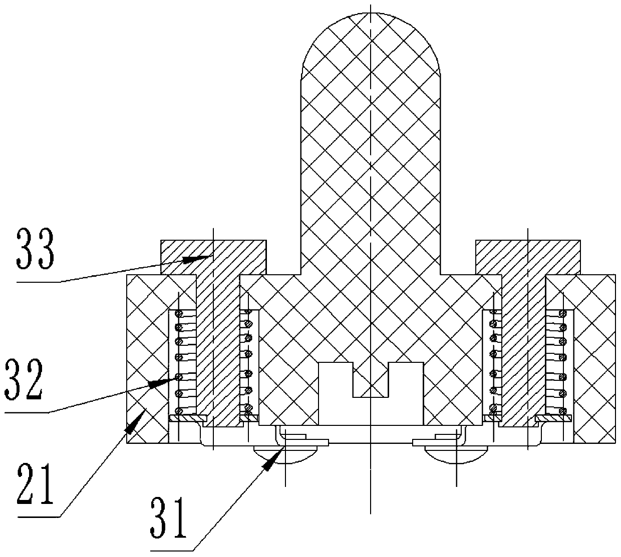 A push button switch with double redundant overtravel and full sealing function