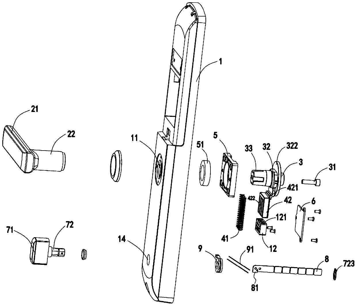 Door lock handle multi-angle reversing device