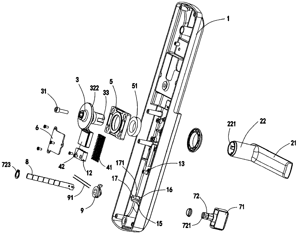 Door lock handle multi-angle reversing device