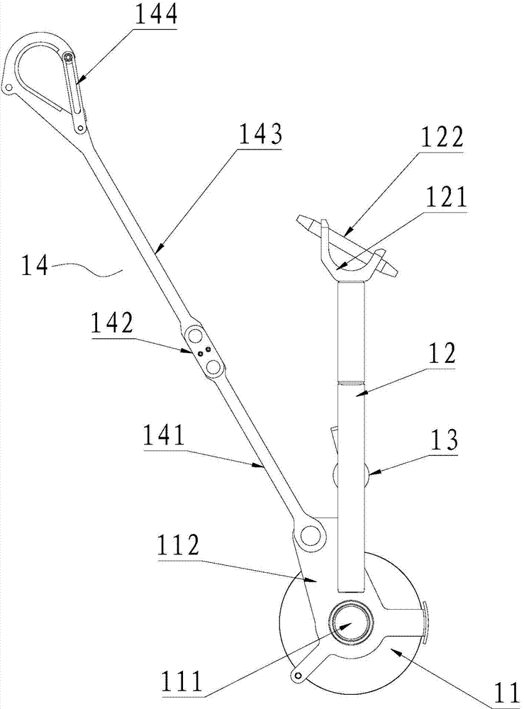 Arm tip pulley mechanism, self-disassembly method of arm tip pulley mechanism and crane