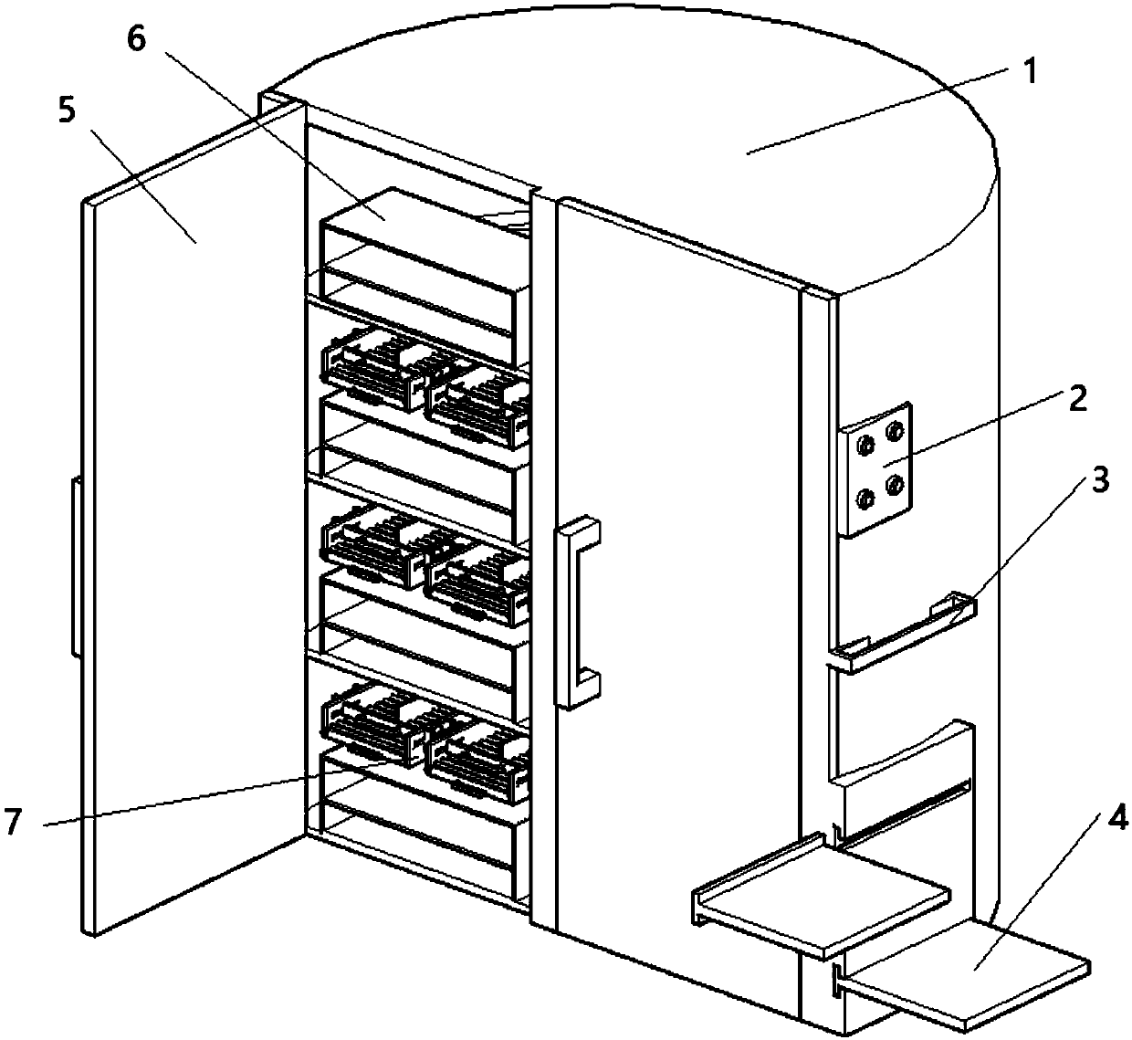 Household sterilization drying cabinet achieving full-automatic shoe storing