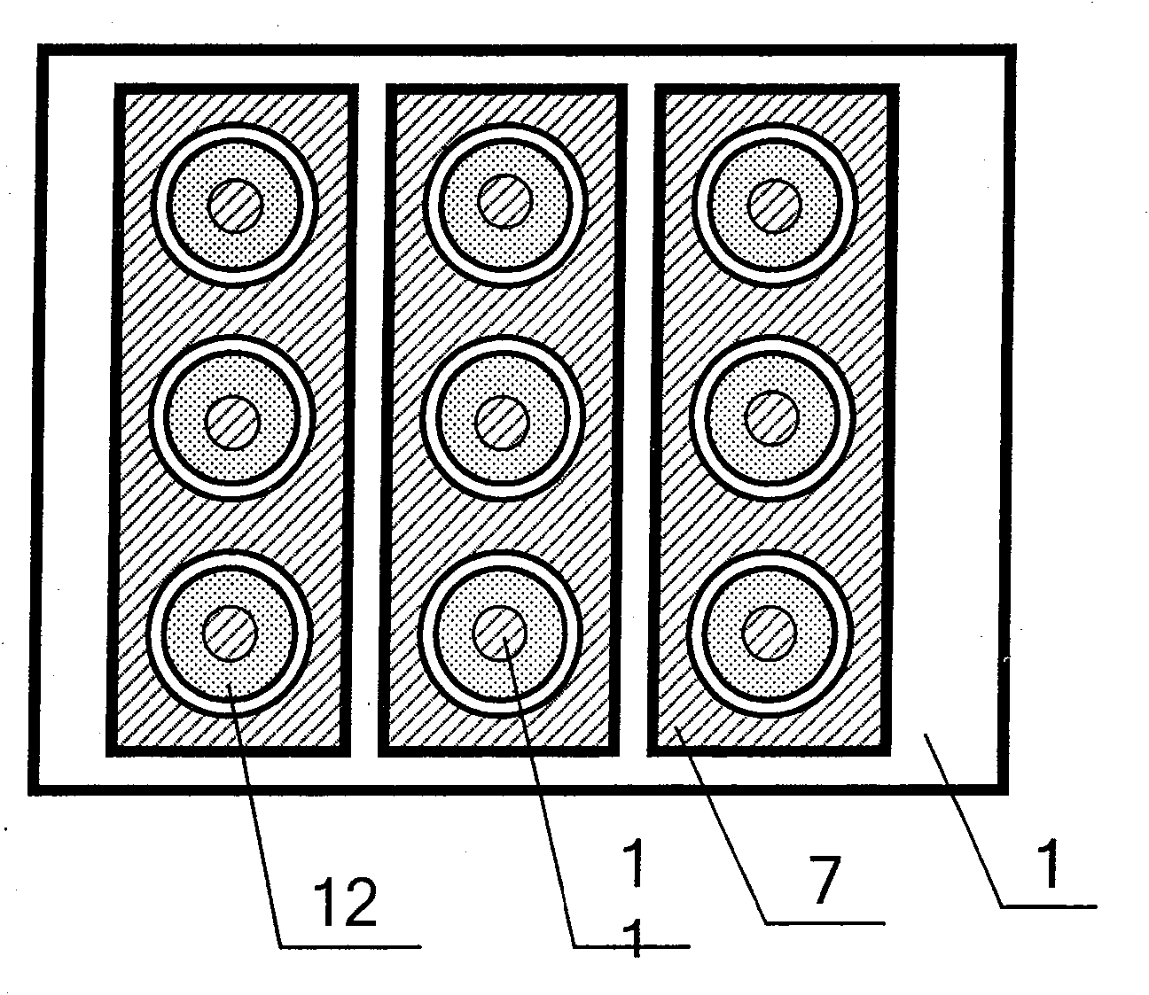 Planar display device with bent lower-grid controlled structure and its production