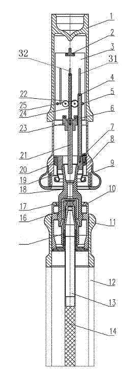 High voltage sulfur hexafluoride breaker and double acting transmission device thereof