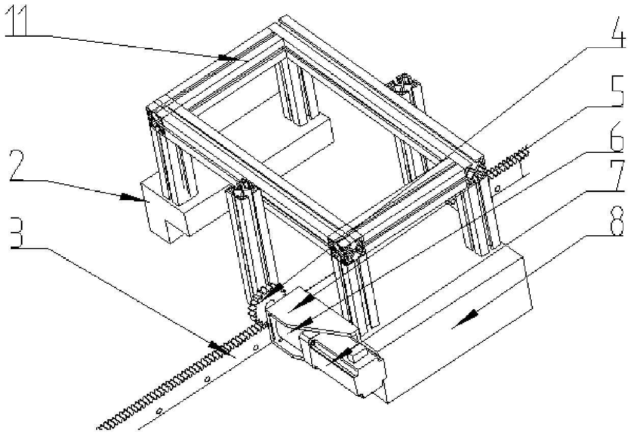 Rolling linear guide rail pair walking precision measuring device and measuring method