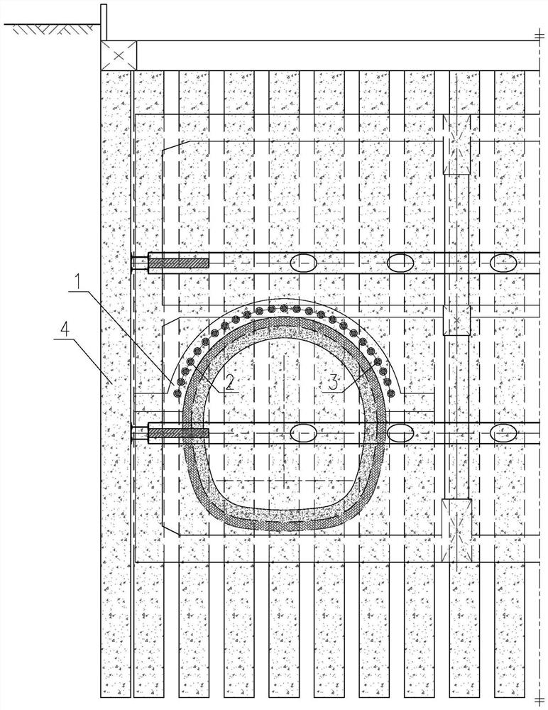 Large pipe shed guide wall structure of underground excavation tunnel and construction method of large pipe shed guide wall structure