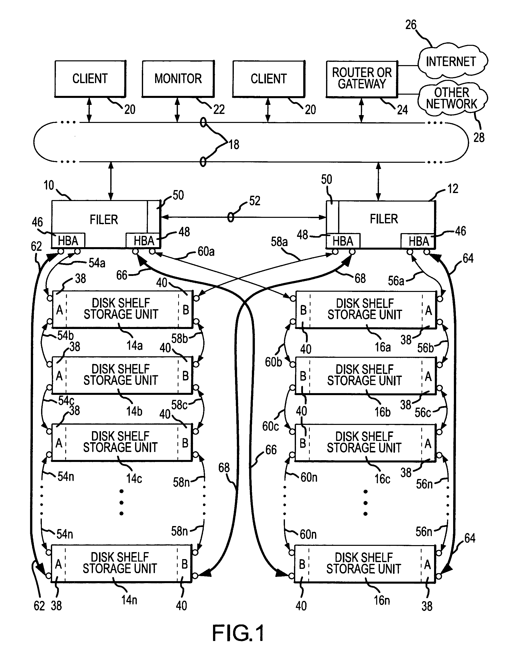 Dual access pathways to serially-connected mass data storage units