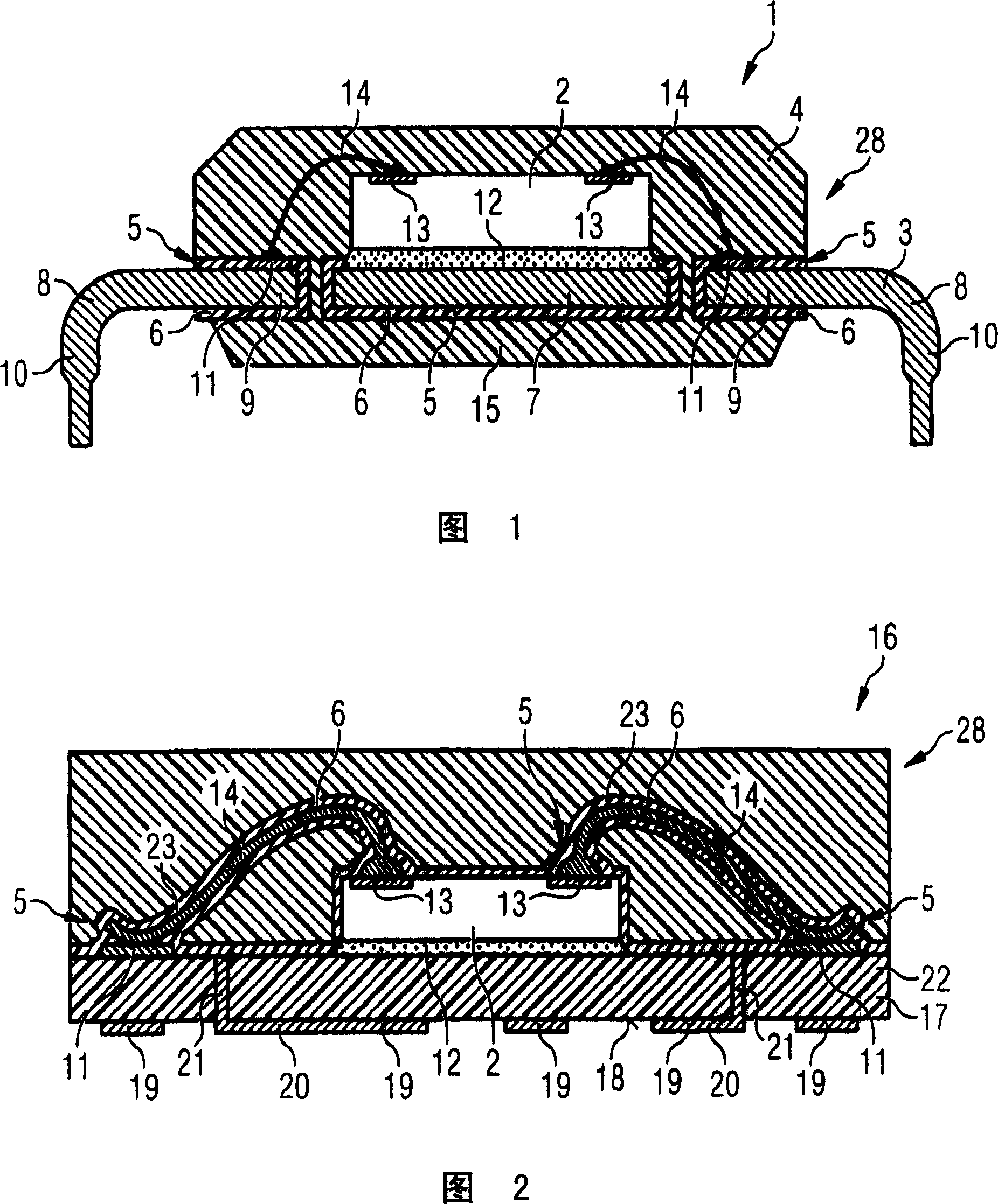 Semiconductor element with semiconductor component embedded into a plastic housing