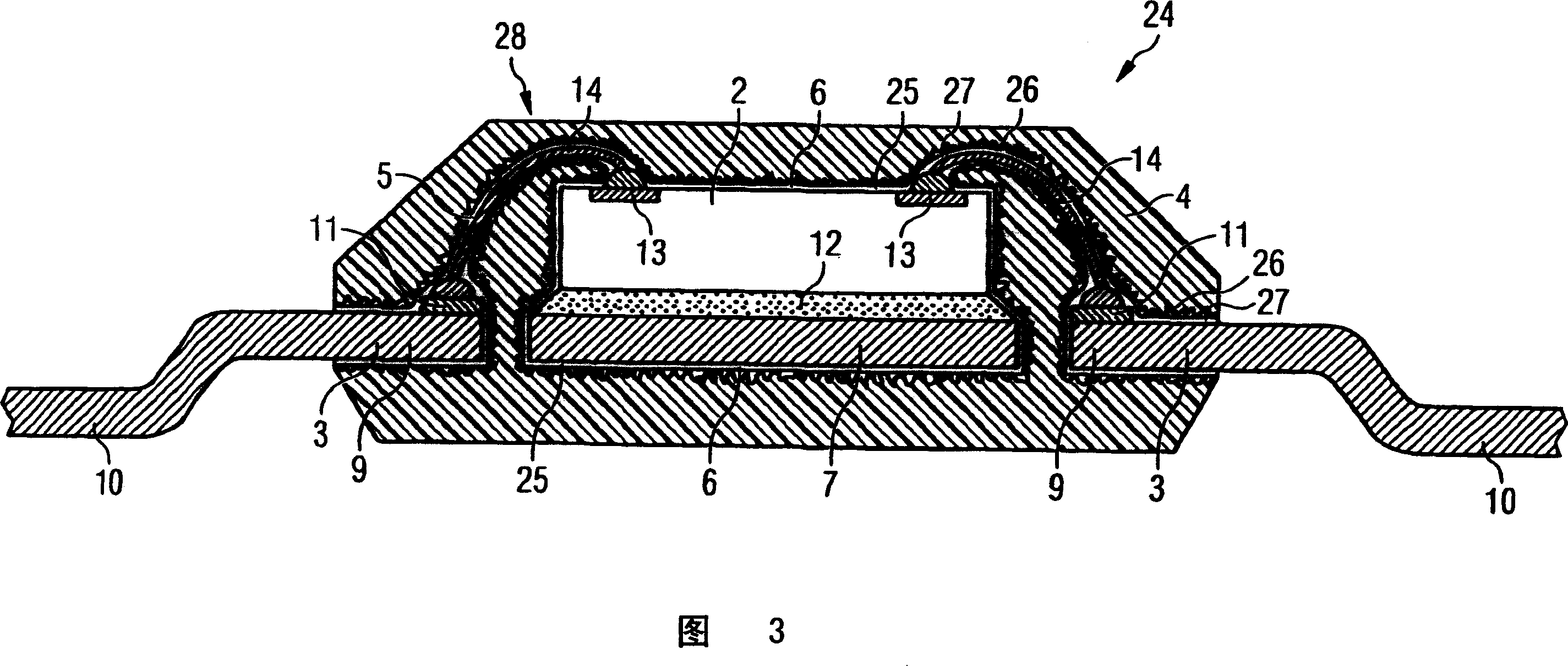Semiconductor element with semiconductor component embedded into a plastic housing