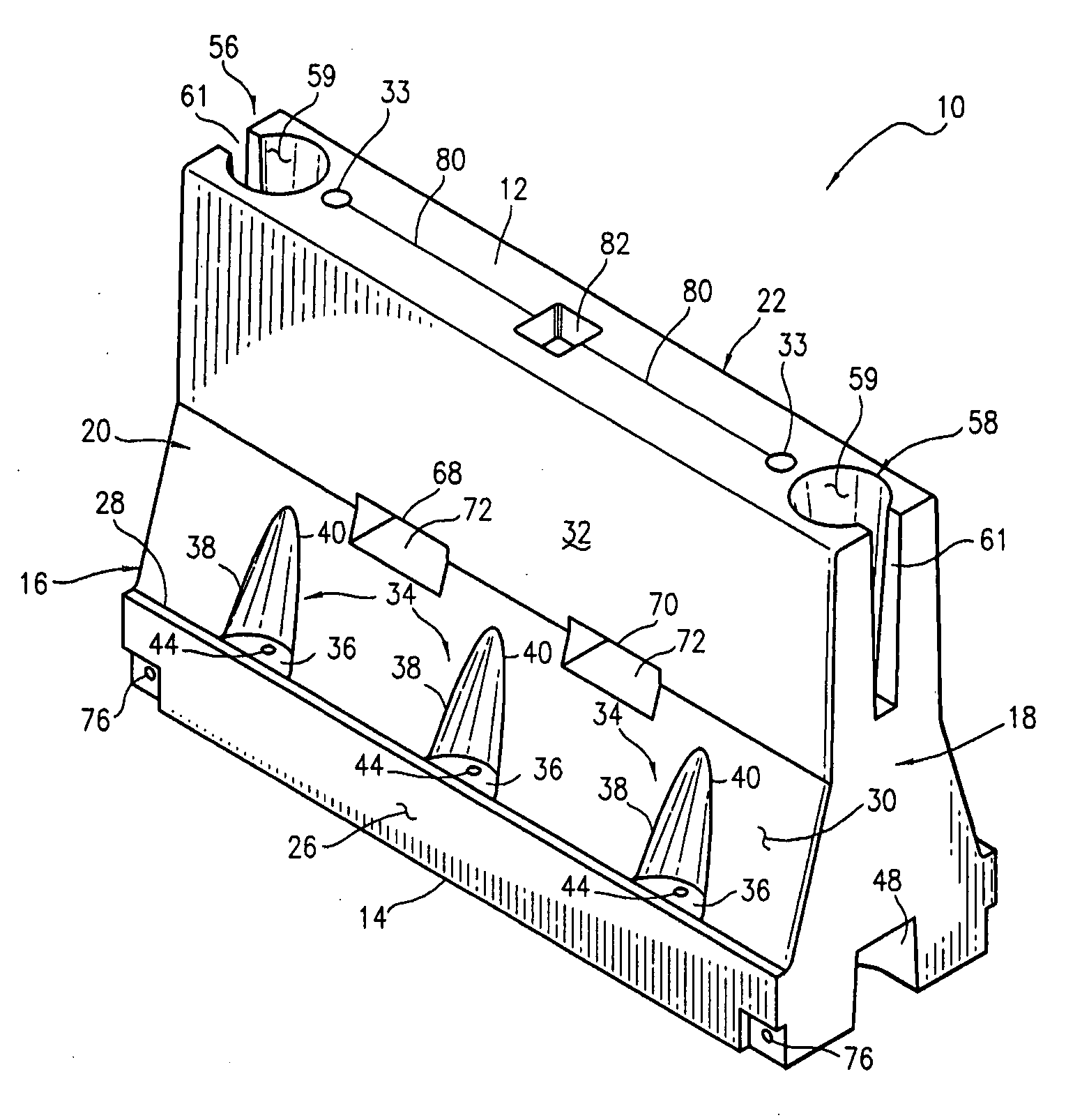 Barrier device with external reinforcement structure