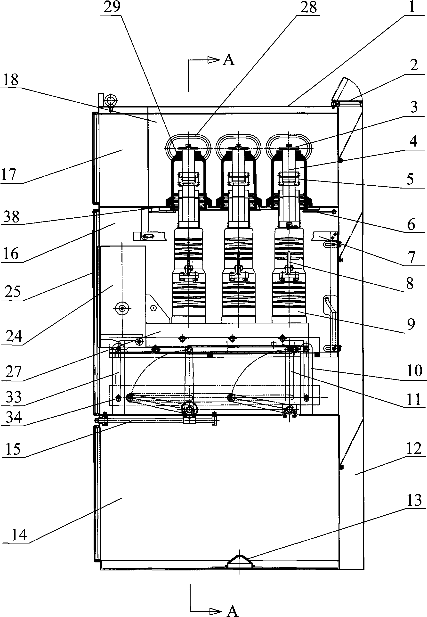 Side-installed shifting type high-tension switch cabinet