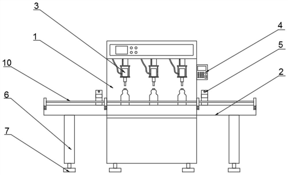Conveying device for filling machine