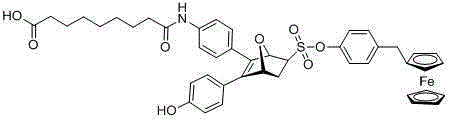 Ferrocene-bridged bicyclic-[2.2.1]-heptyl diene compound