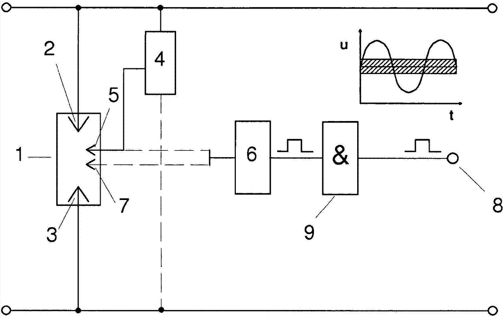 Encapsulated surge protection device capable of carrying lightning currents and limiting follow currents and comprising at least one spark gap