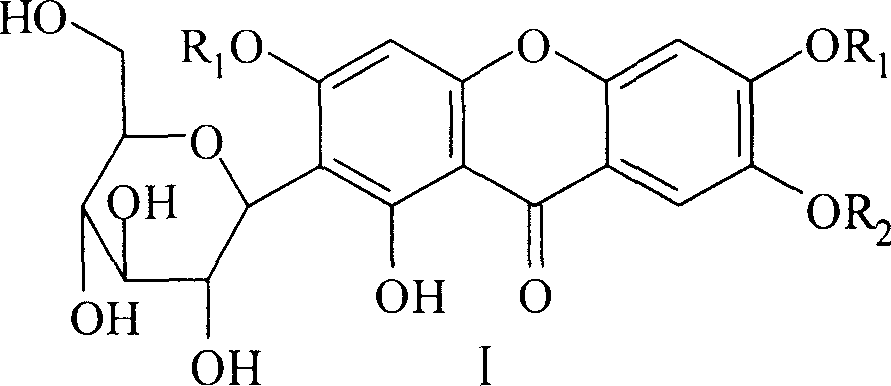Glycoside class compound of mango, preparation method, and application in area of medicine