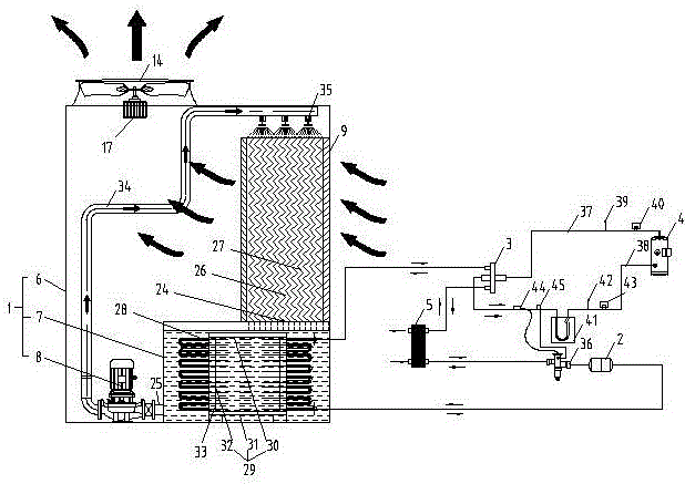 Integral energy tower heat pump system