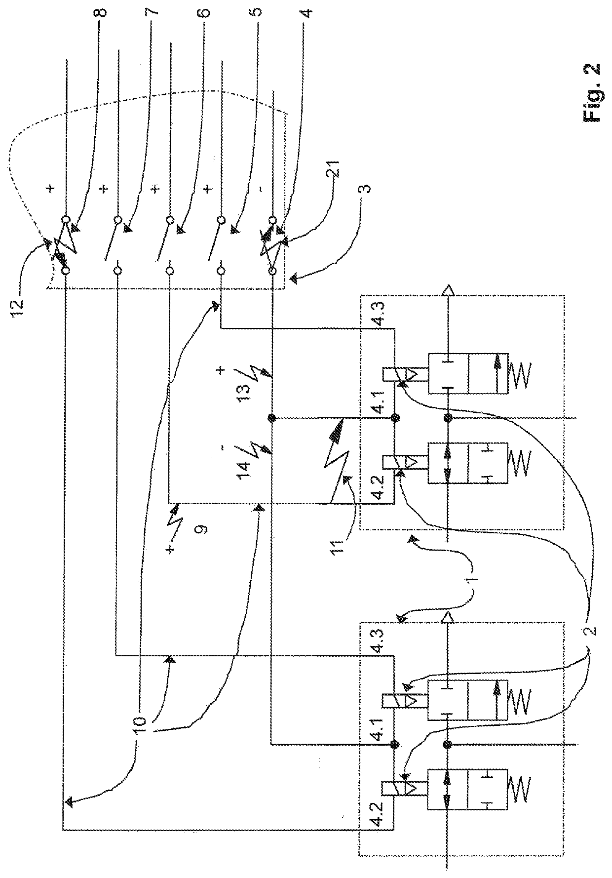 Protective device for decoupling electric control circuits in a redundant system for autonomous driving