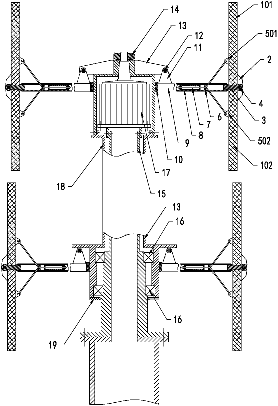 Vertical-axis wind turbine generator system with multi-layer wings and double swing vanes
