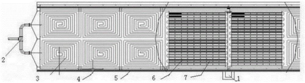 A treatment device and method for drying sludge using waste heat from a fan