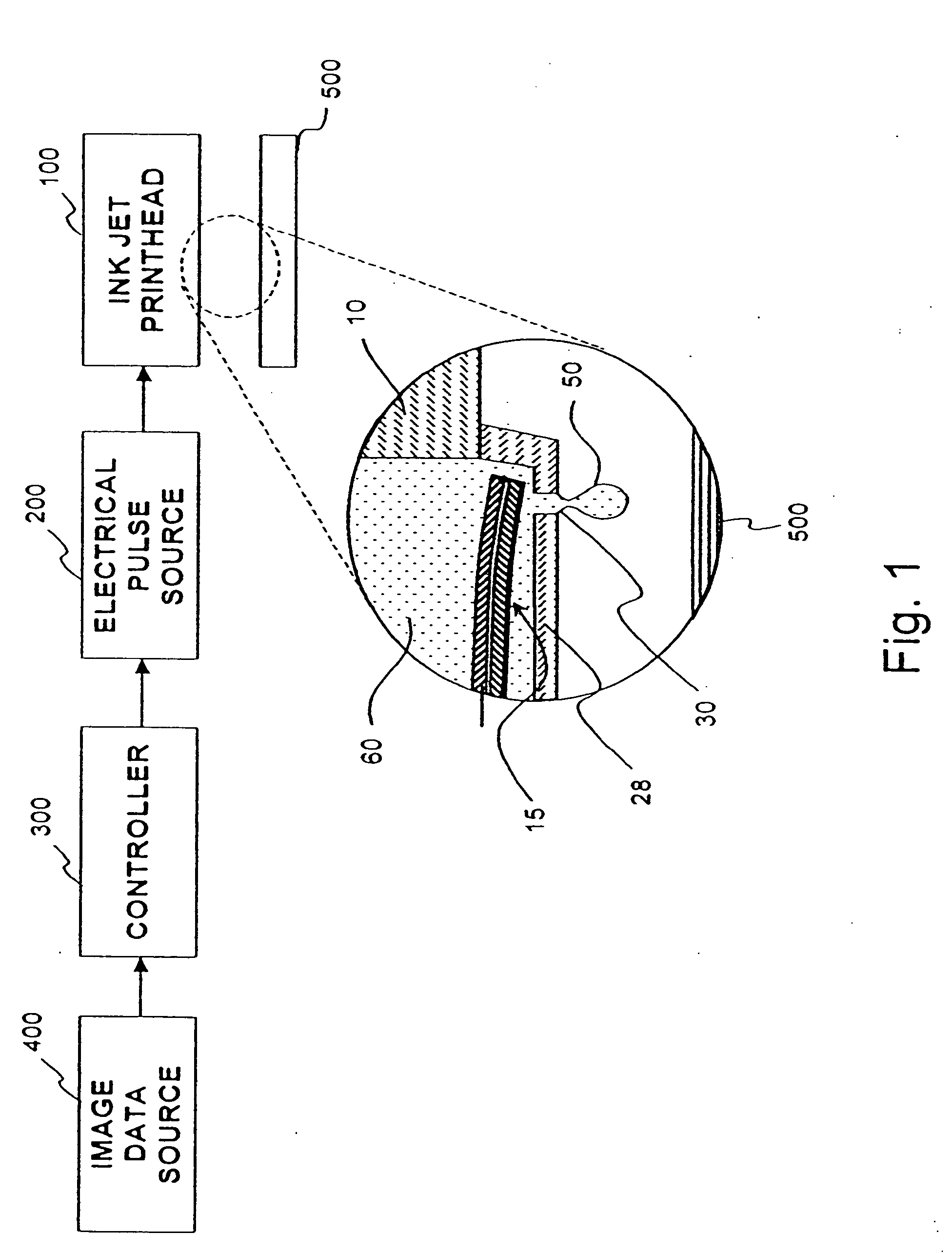 Liquid drop emitter with split thermo-mechanical actuator