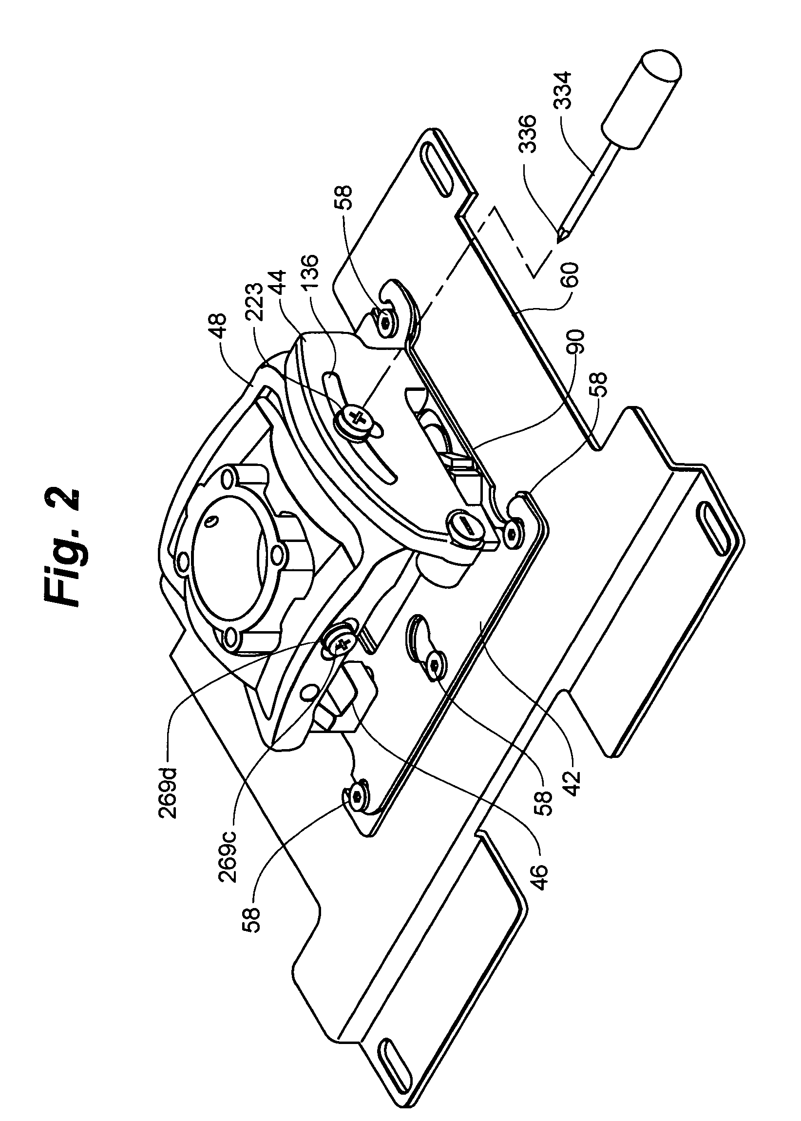 Adjustable projector mount with quick release device interface