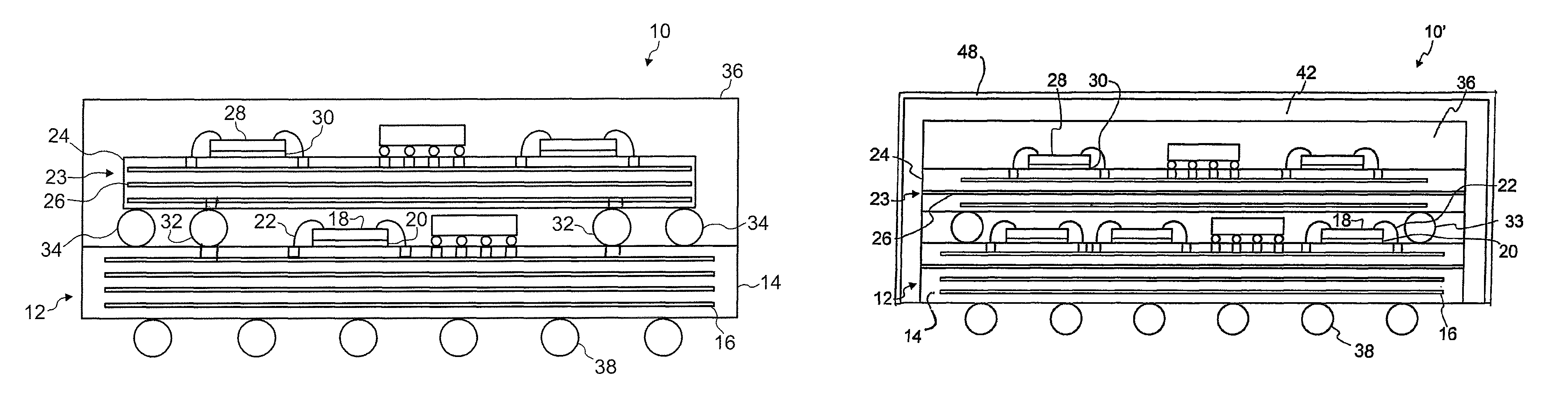 System and method for compartmental shielding of stacked packages