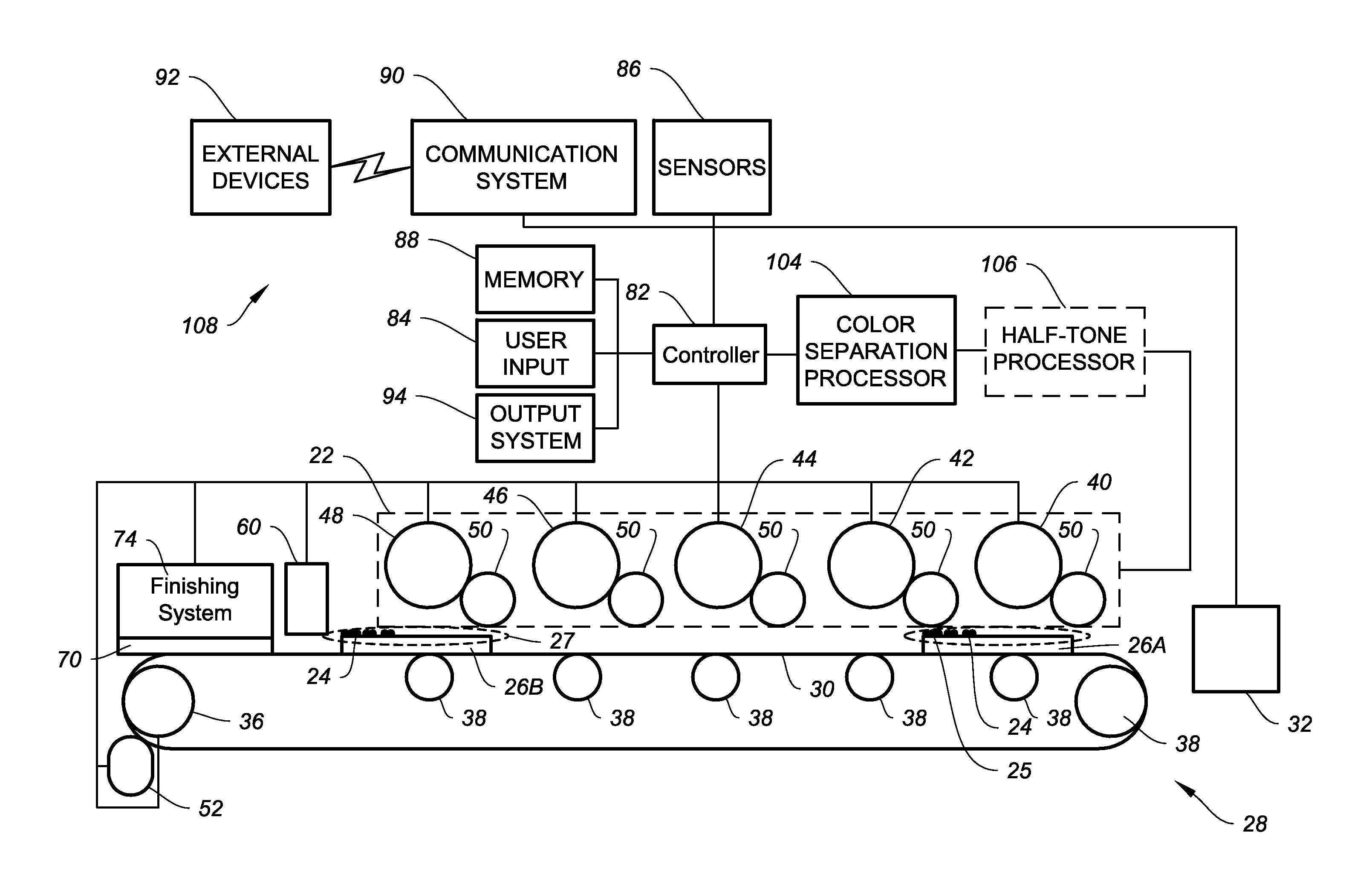 Balancing discharge area developed and transferred toner