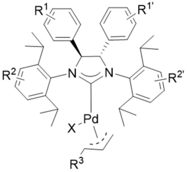 Large-steric-hindrance N-heterocyclic carbene palladium complex, preparation method and application thereof, and synthesis method of sonidegib based on large-steric-hindrance N-heterocyclic carbene palladium complex