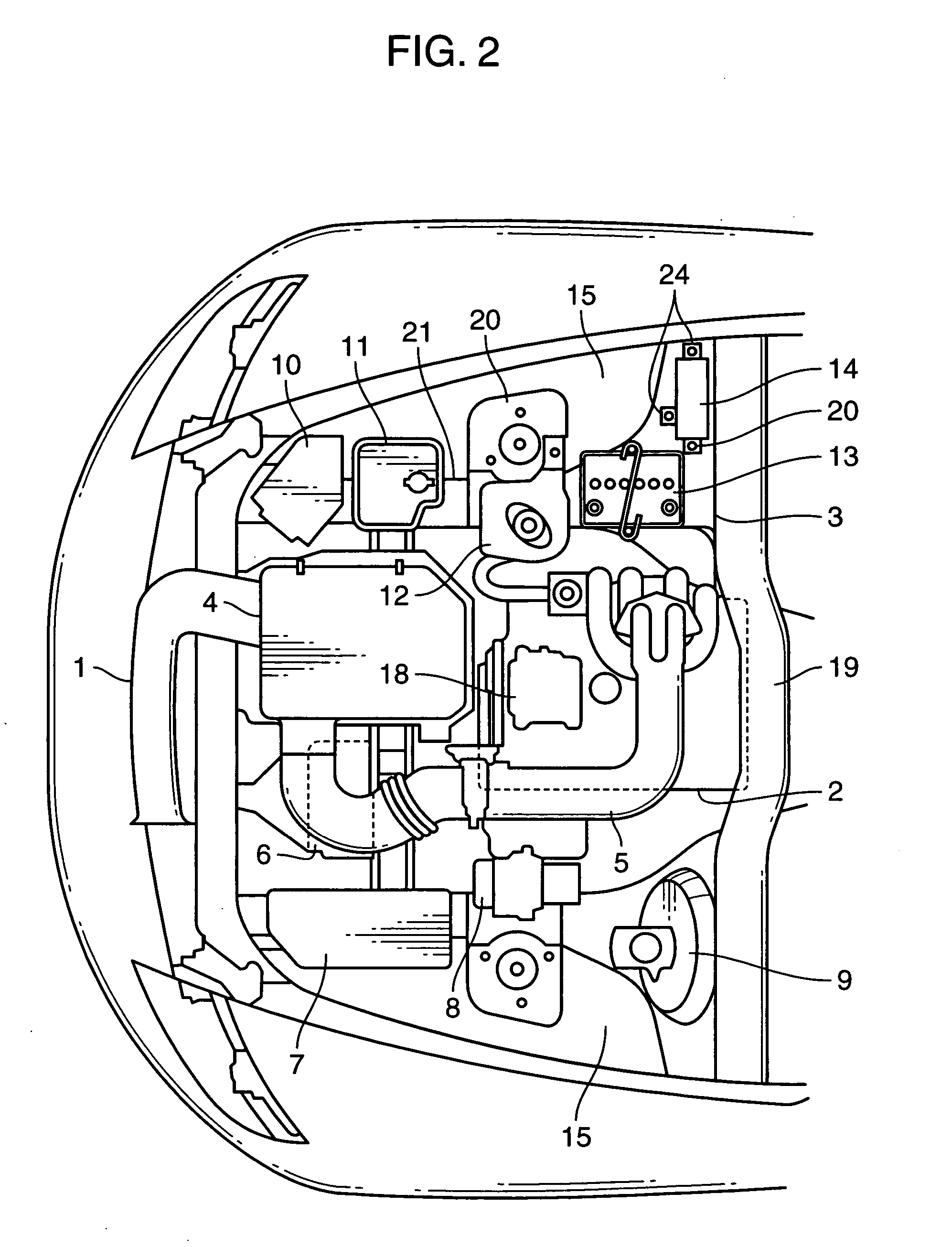 Structure for arrangement of engine-associated vehicle components