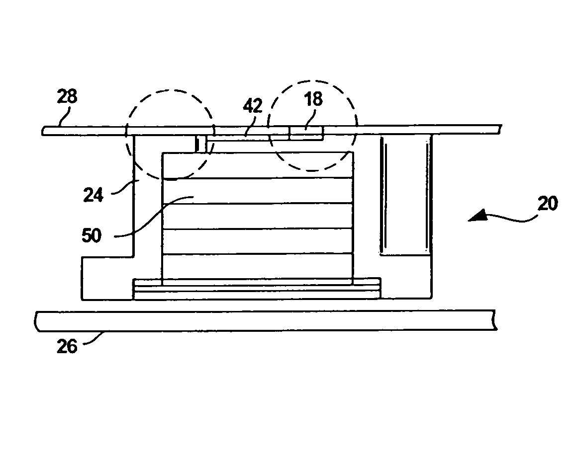 Disk drive having a disk drive component adhered to the disk drive housing via an adhesive assembly having a leveling layer