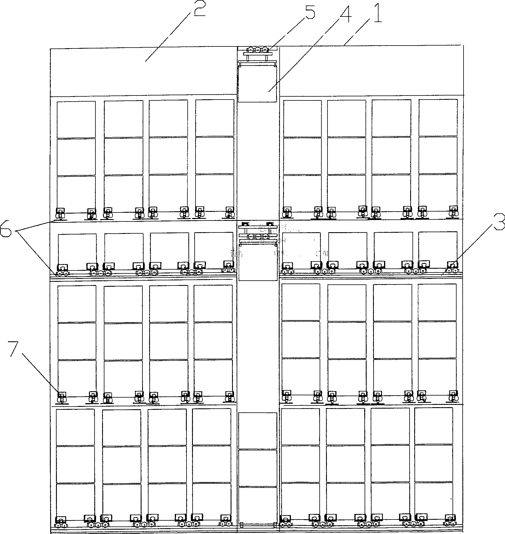 Automatized storing, loading and unloading facility for container