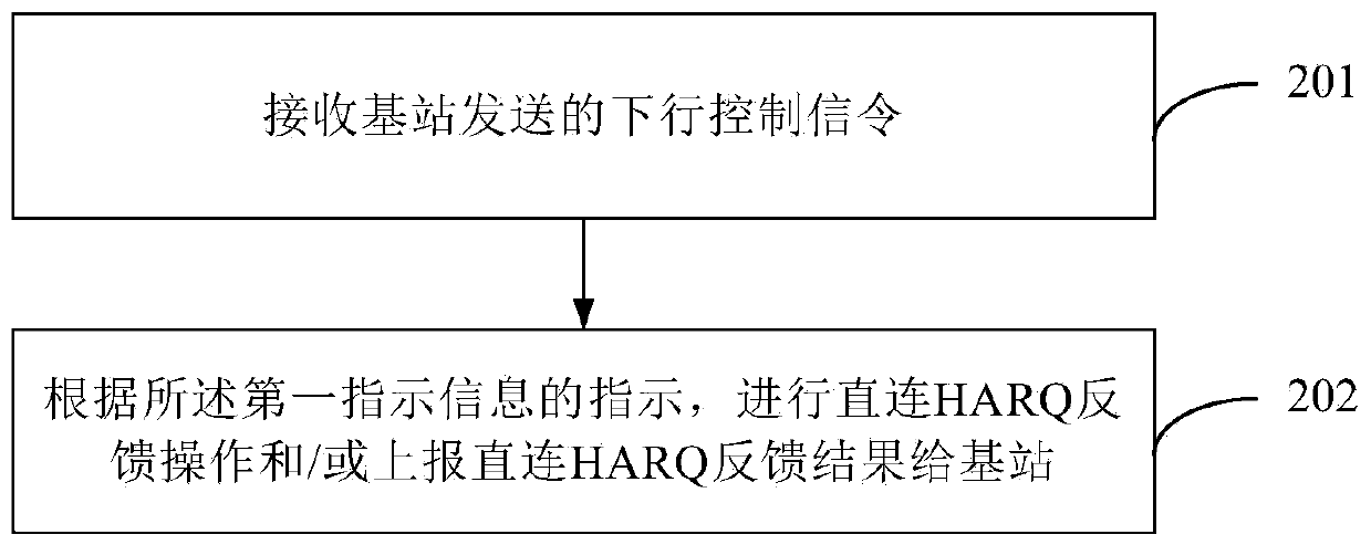 Direction connection hybrid automatic repeat request (HARQ) feedback indication method and device
