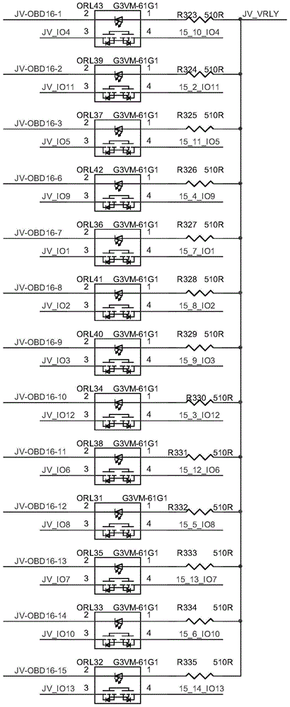 Switch array circuit and communication device of automobile diagnosis system