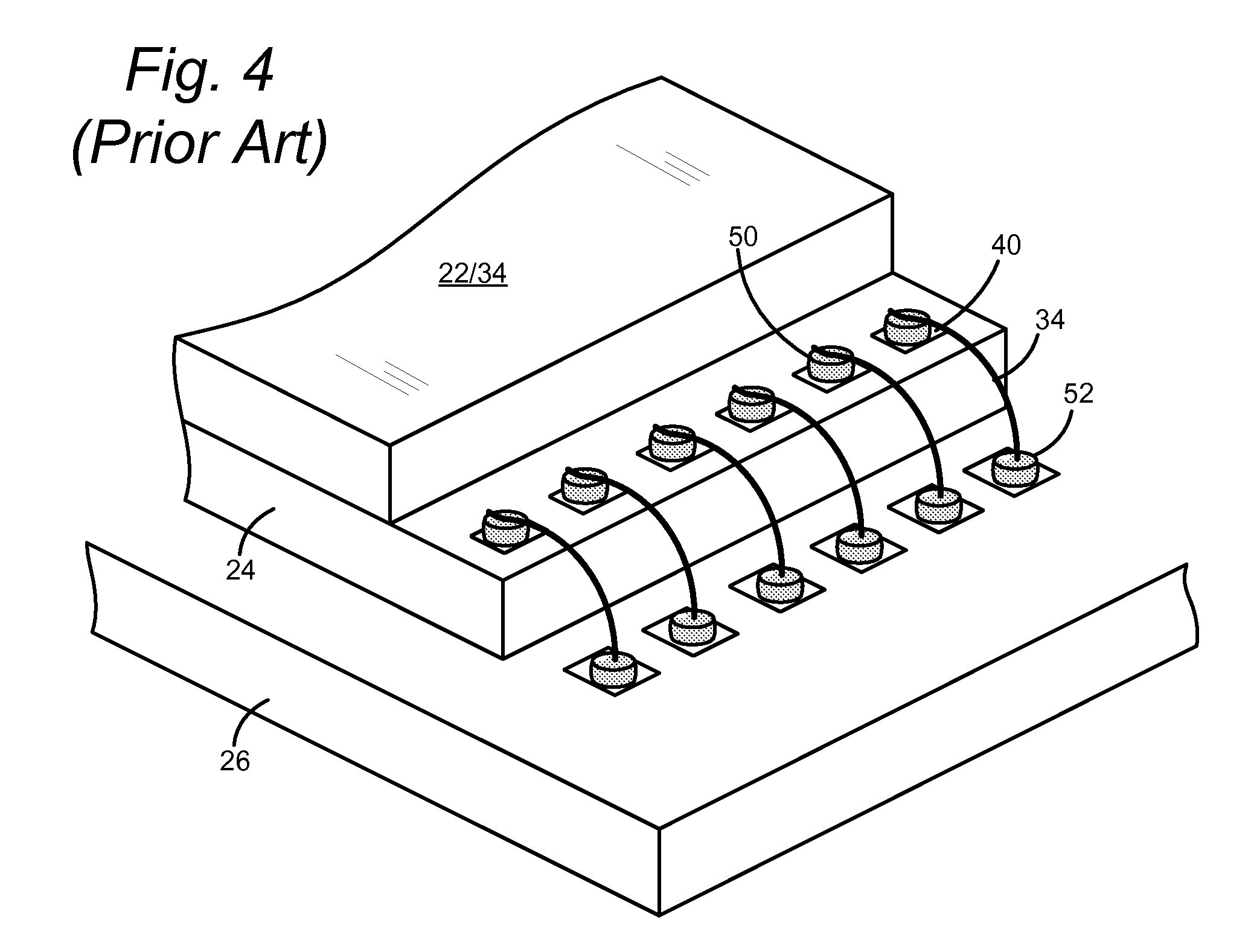 Method of fabricating stacked wire bonded semiconductor package with low profile bond line