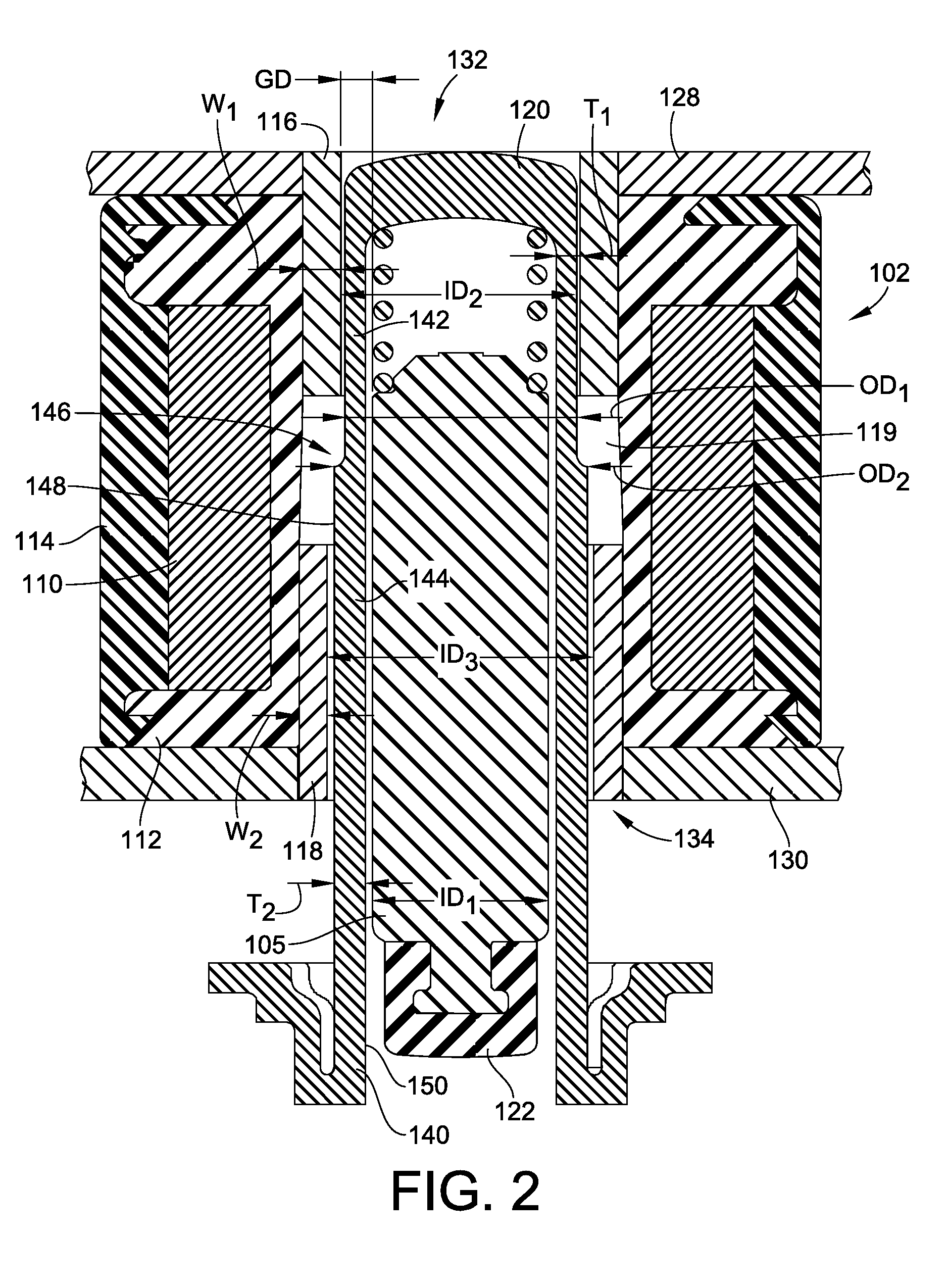 Solenoid for a Direct Acting Valve Having Stepped Guide Tube