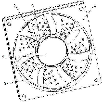 Blade perforated small axial fan