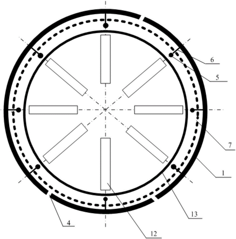 Double wall outer ring structure of a gas turbine turbine