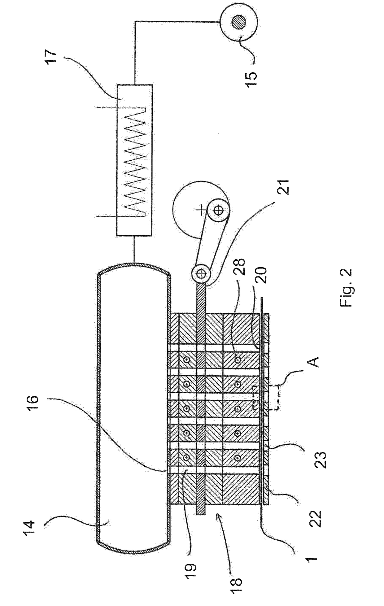 Method and apparatus for perforating a film of plastic material
