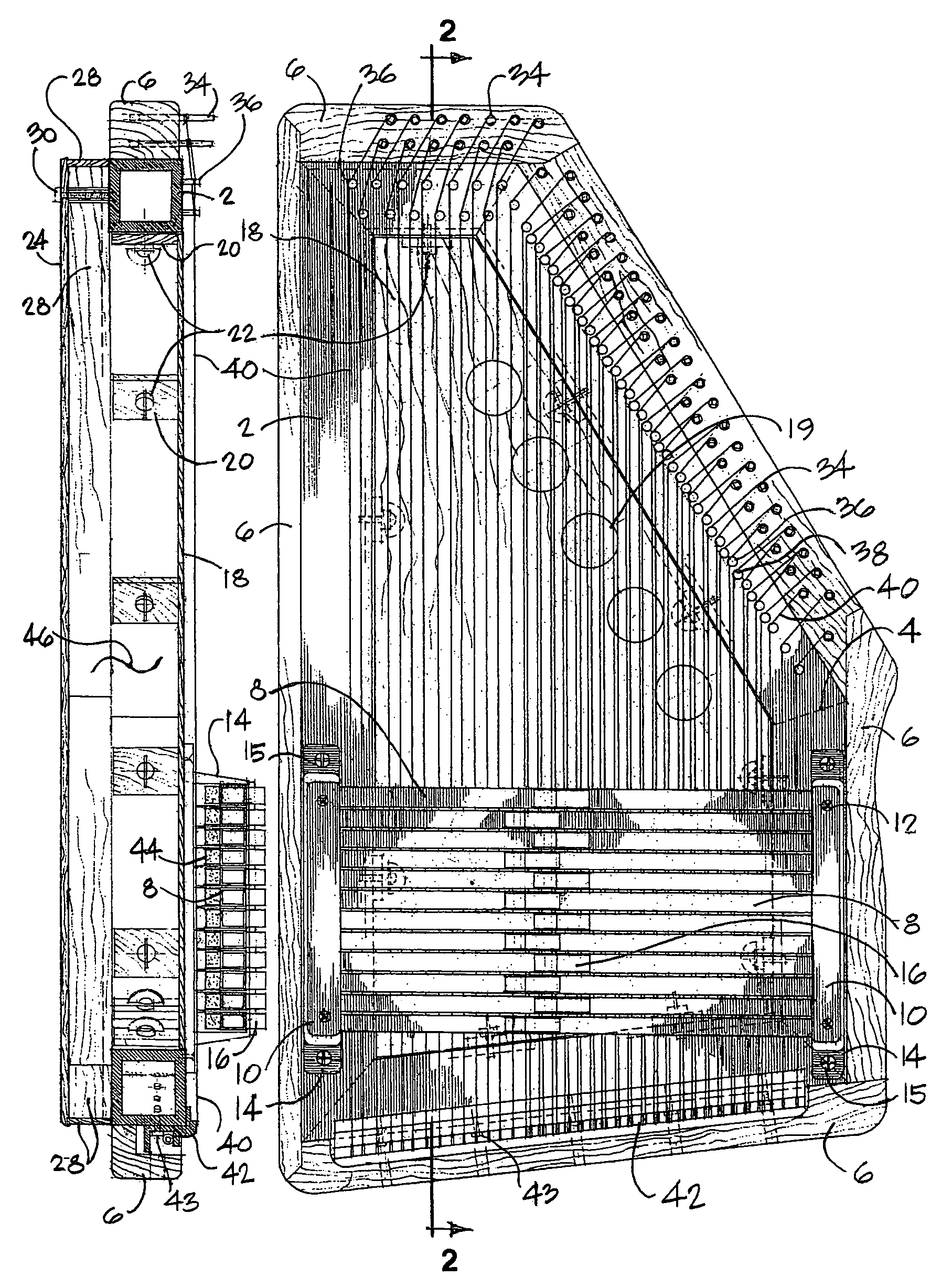 Non-organic open-framed chorded zither/autoharp with multiple interchangeable sound chambers