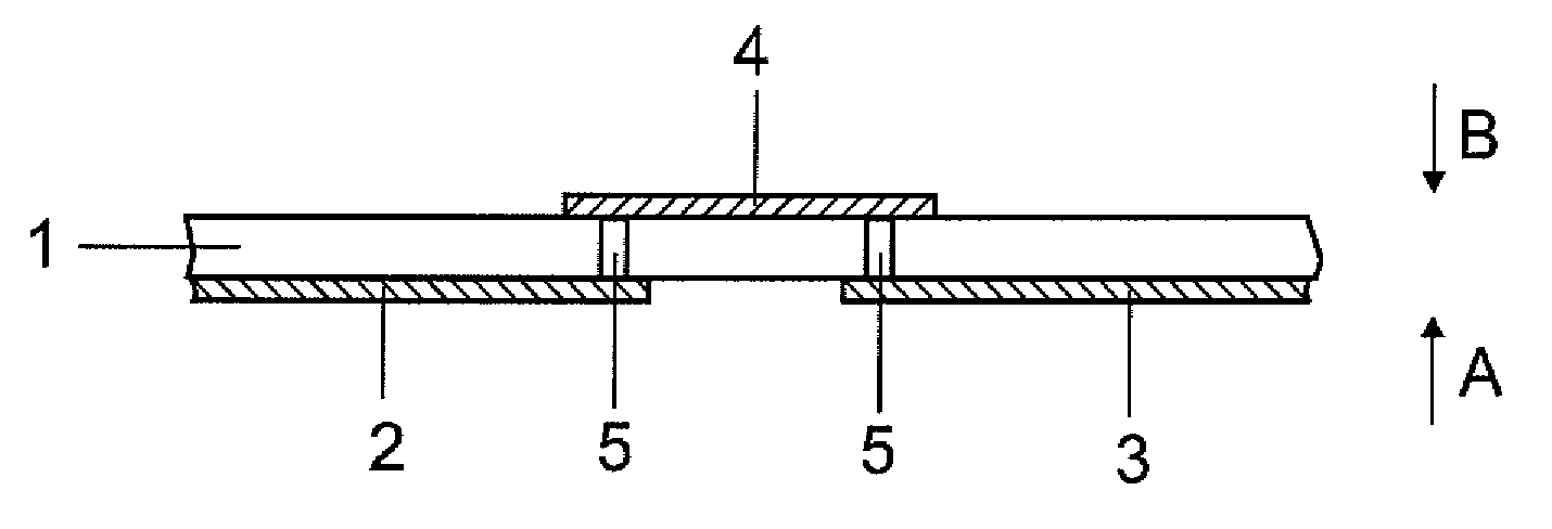 Double-sided printed circuit board comprising a strip conductor safety fuse