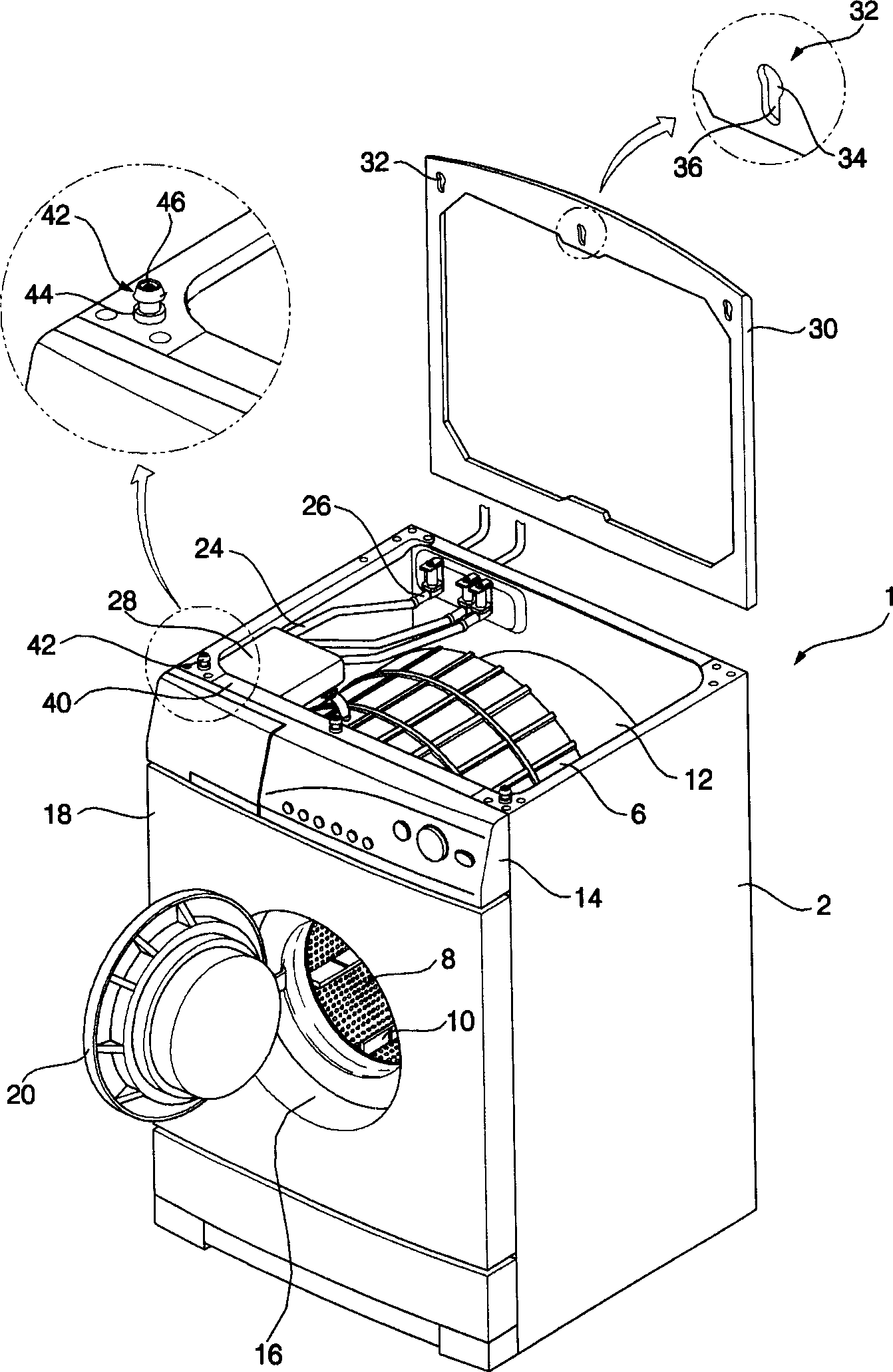 Top plate setting structure of drum washer