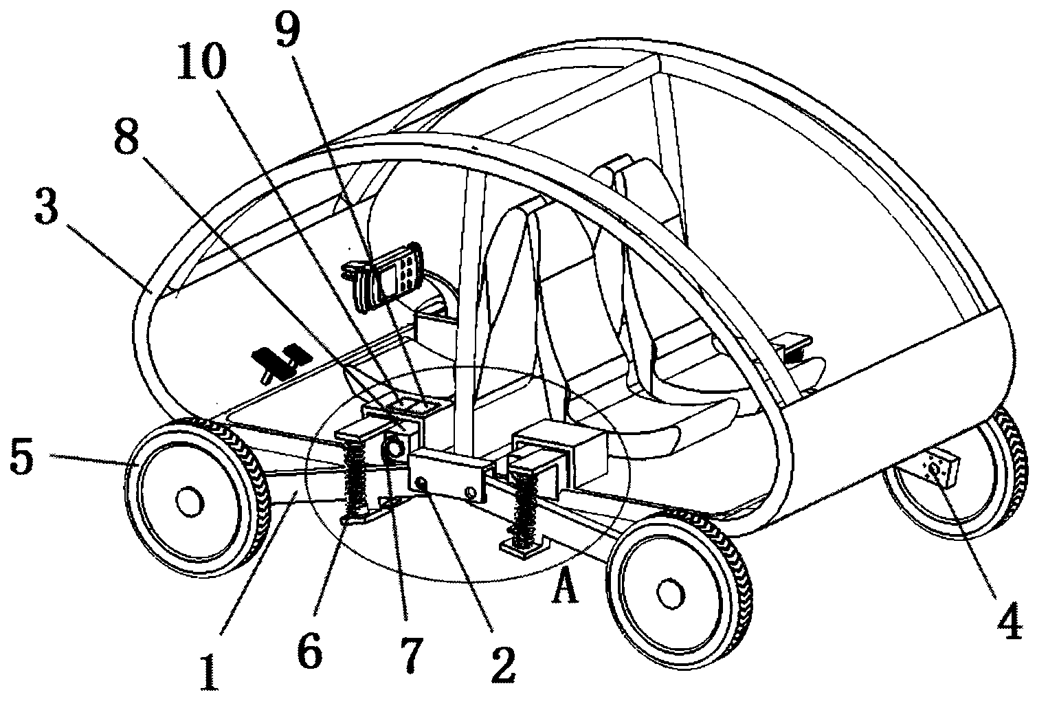 Electronic-gyroscope-autostabilization trailing arm electric damping active suspension damping device