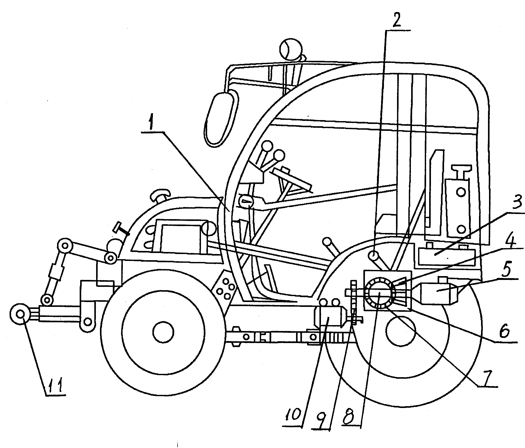 Fuel-electric hybrid four-wheel tractor