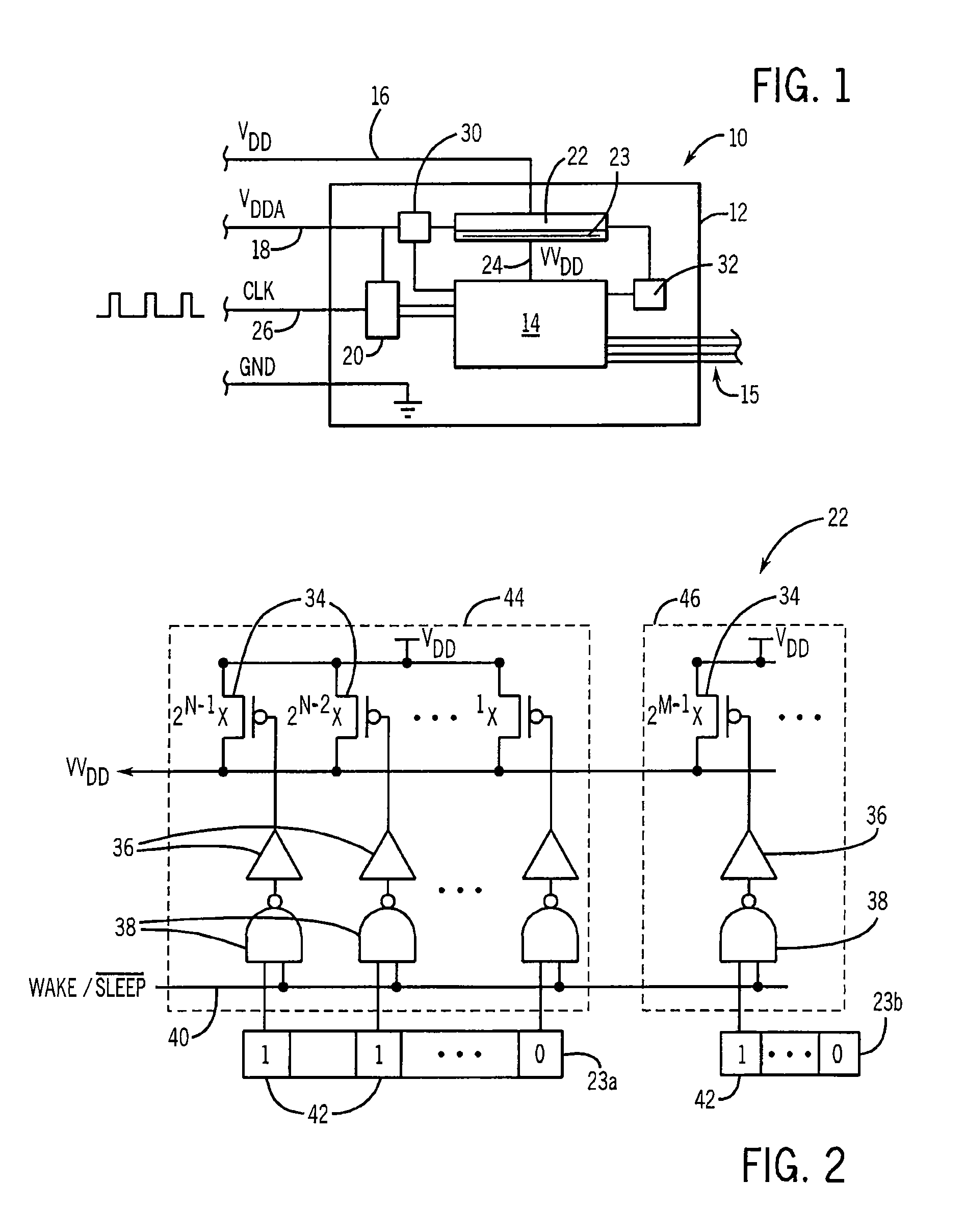 Leakage power management using programmable power gating transistors and on-chip aging and temperature tracking circuit