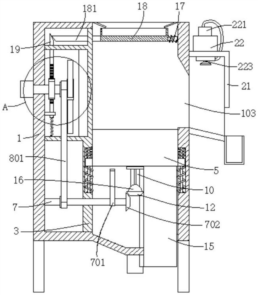 Rice screening device for rice processing with impurity removal and dust fall functions